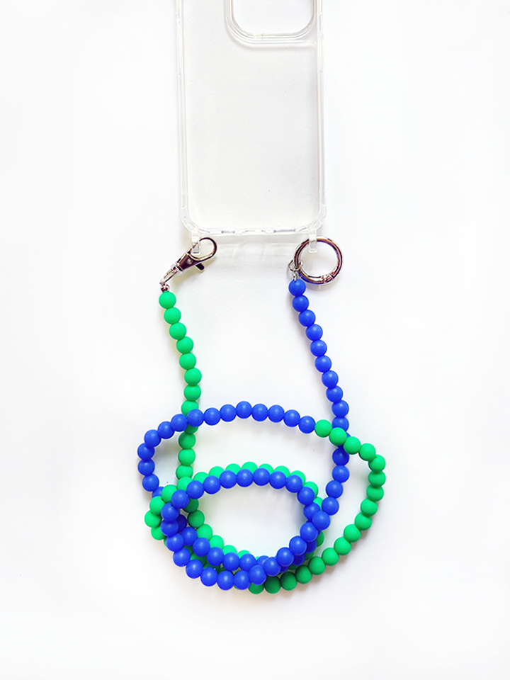 Catena per custodia con perline verde-blu