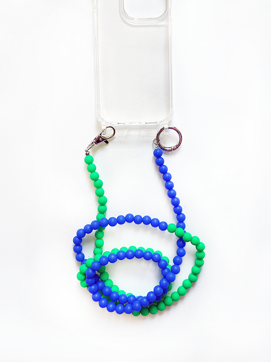Catena per custodia con perline verde-blu